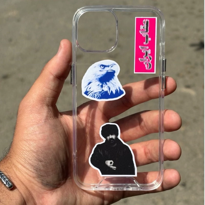 قاب و کاور شفاف مناسب برای ایفون 13 iphone با استیکر پک وحید مرادی و نقشه تهران